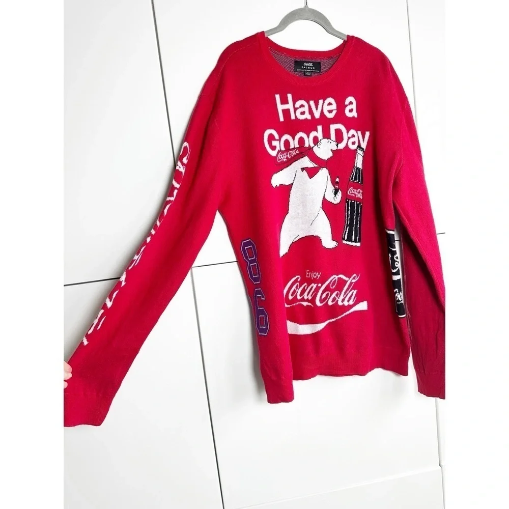 Pacsun Red Coca Cola Polar Bear Crewneck Christmas Sweater Men’s Large